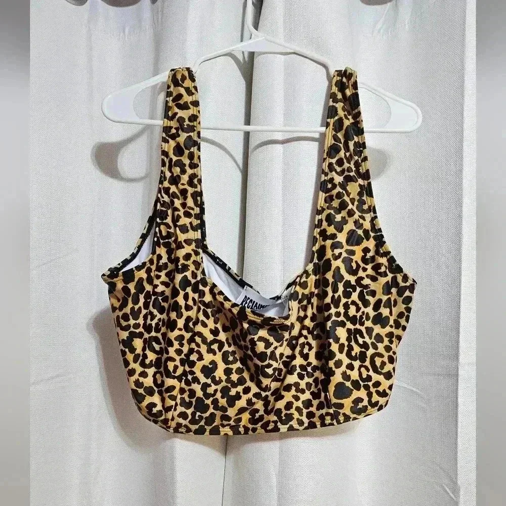 Plus Size Leopard Print Swim Top